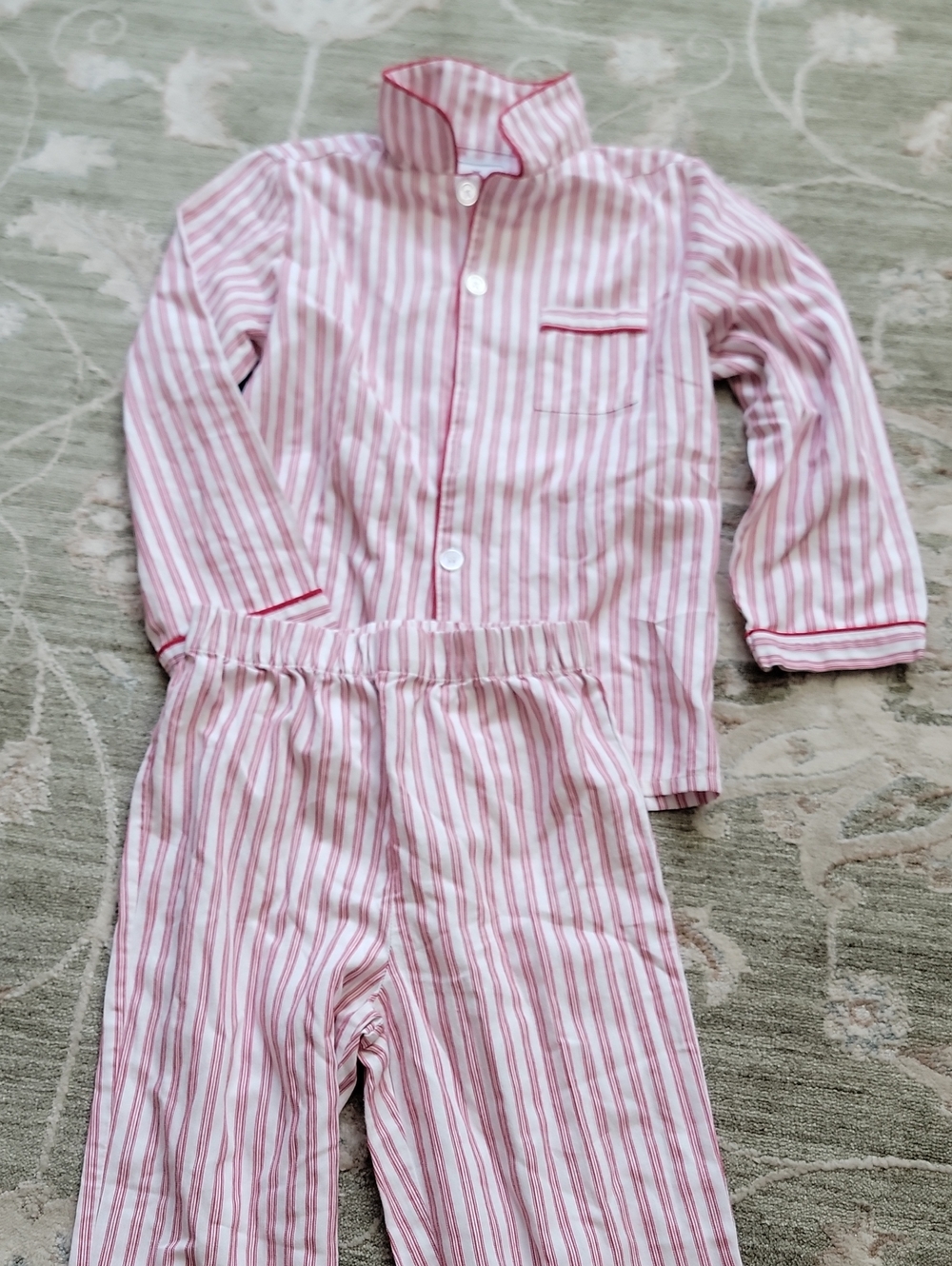 Petite Plume Children's Candy Stripe Pajama Set - Classic Cotton Sleepwear Sz 8
